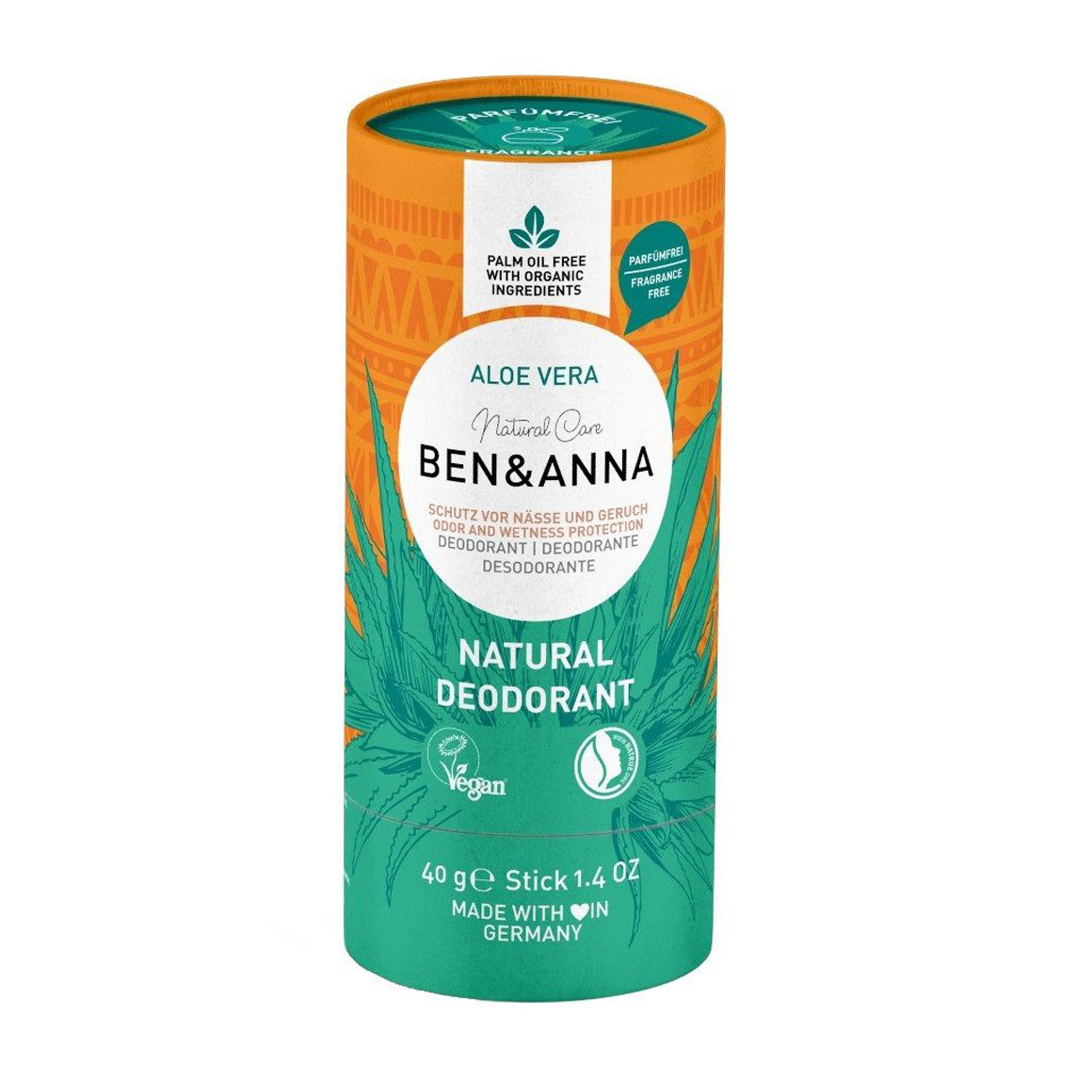 Дезодорант-стік Ben &amp; Anna Natural Deodorant, Aloe Vera, в еко упаковці, 40 г
