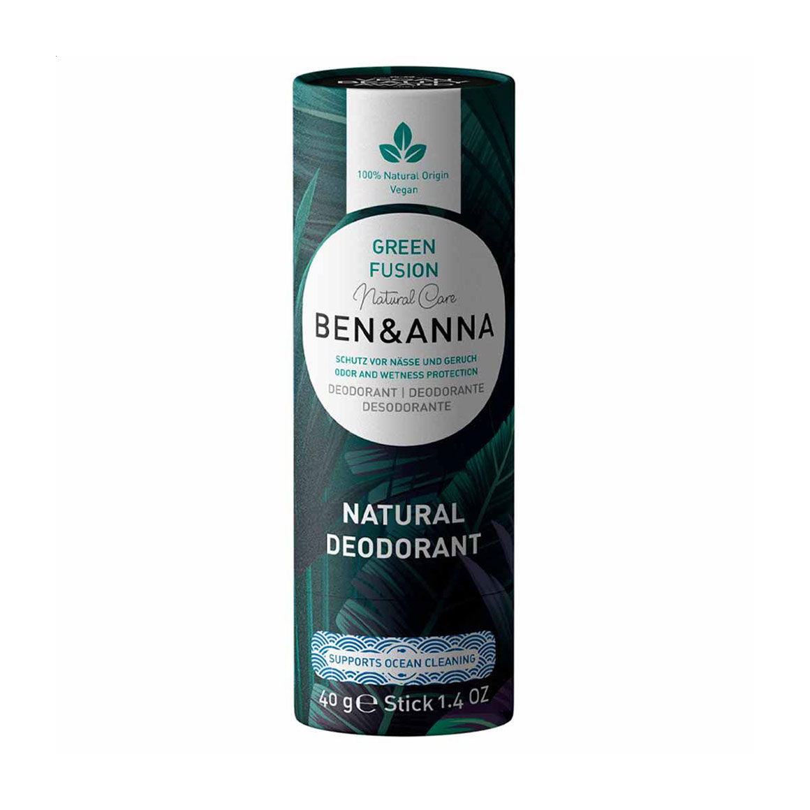 Дезодорант-стік Ben &amp; Anna Natural Deodorant, Green Fusion, в еко упаковці, 40 г