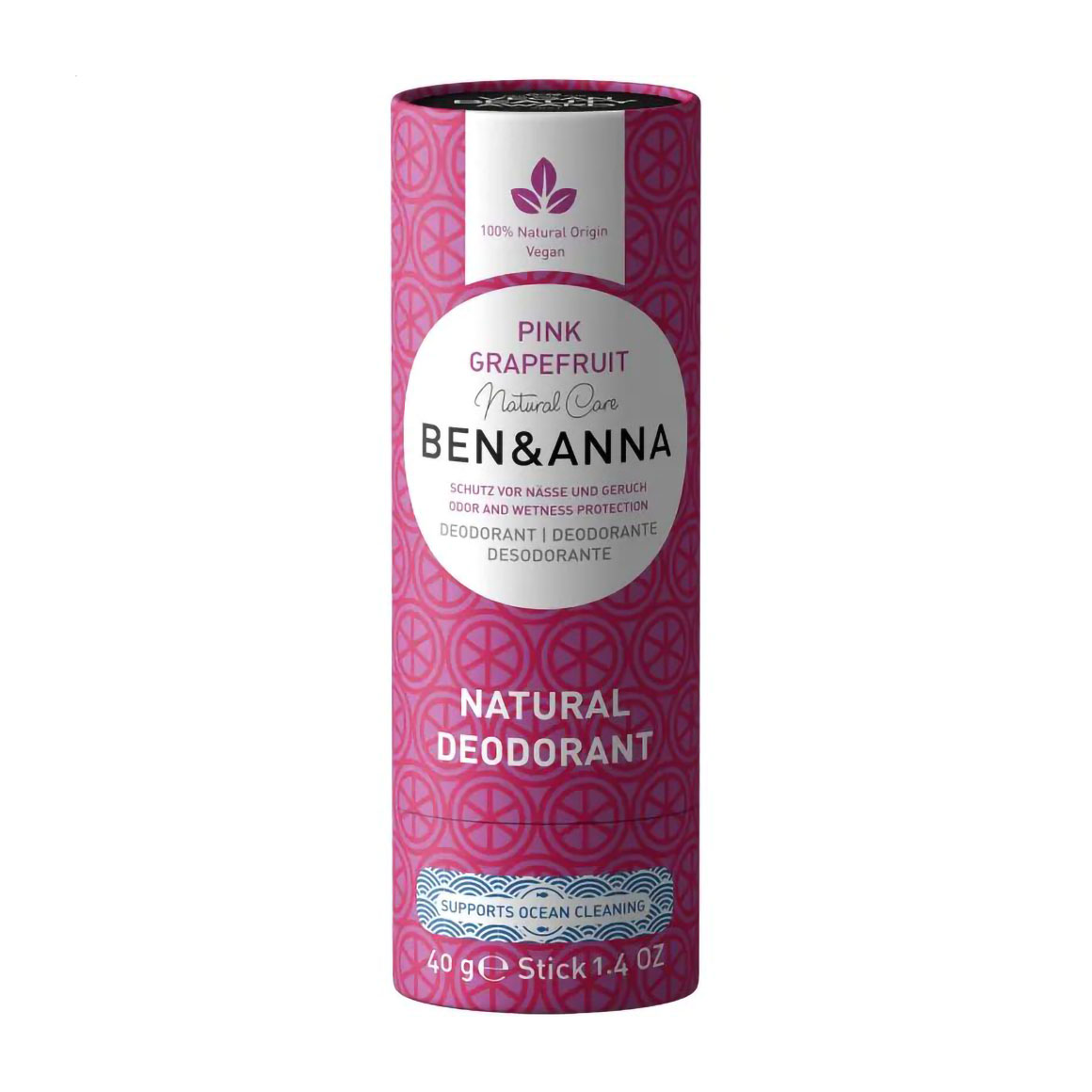 Дезодорант-стік Ben &amp; Anna Natural Deodorant, Pink Grapefruit, в еко упаковці, 40 г