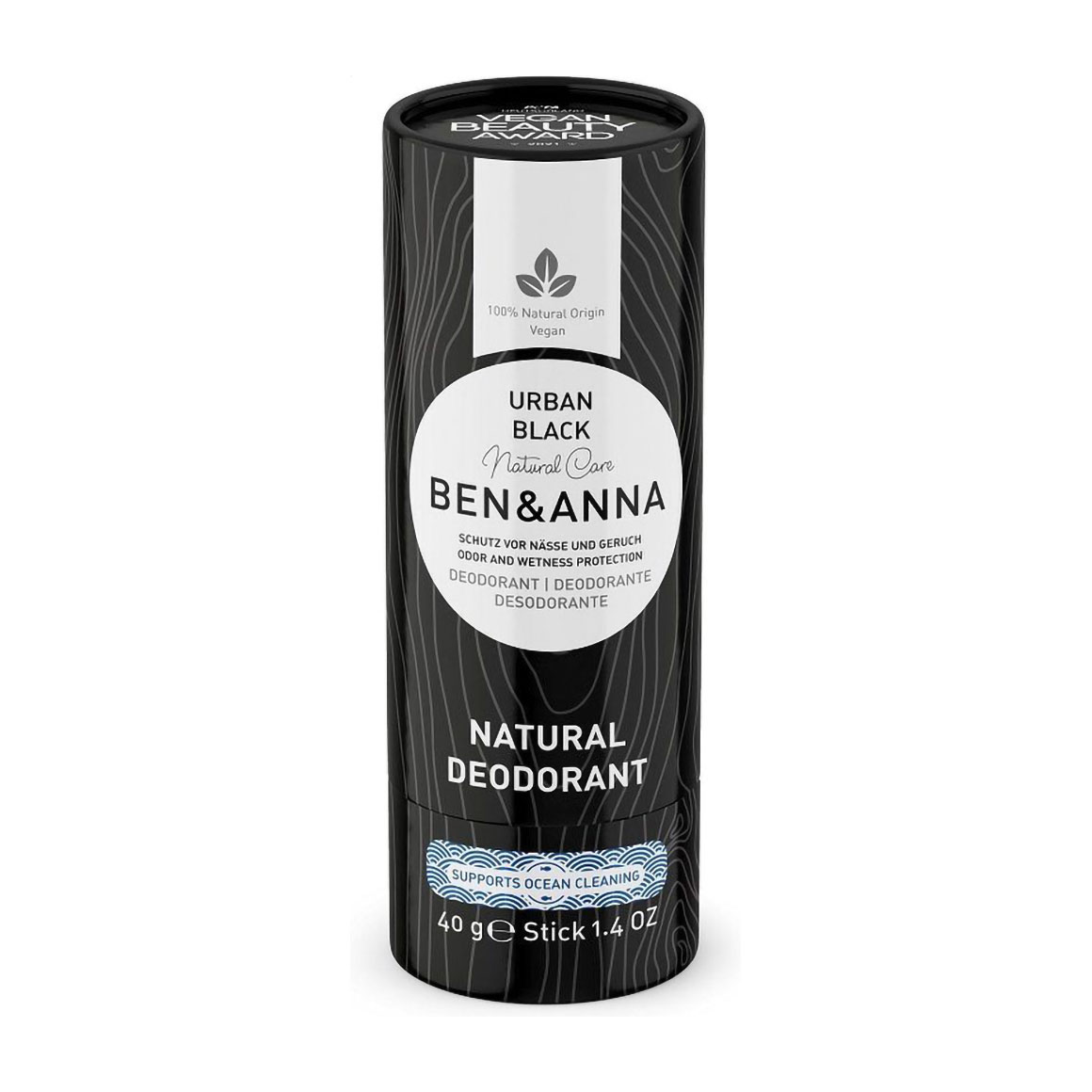 Дезодорант-стік Ben &amp; Anna Natural Deodorant, Urban Black, в еко упаковці, 40 г